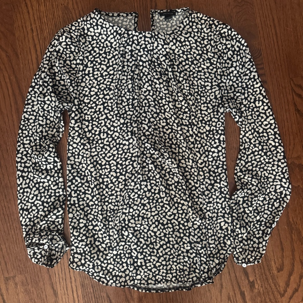 Ann Taylor Monochrome Animal Print Top